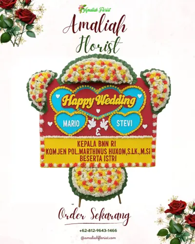 Karangan Papan Bunga Pernikahan di Perkamil